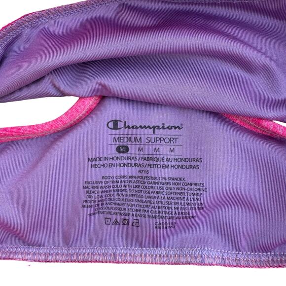 Champion Pink Heathered Racerback Sports Bra Medium Support Size M - Picture 5 of 6